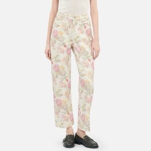 NWT The Kooples Cream Floral Print High Rise Boyfriend Jeans Size FR 36